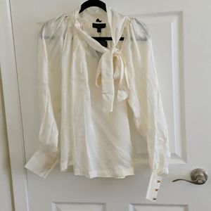 Cream silk crepe blouse